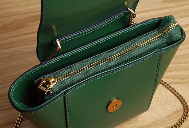 Genuine Leather Cute Crossbody Bag Clutch Wristlet Bag Shoulder Bag Women Leather Purse