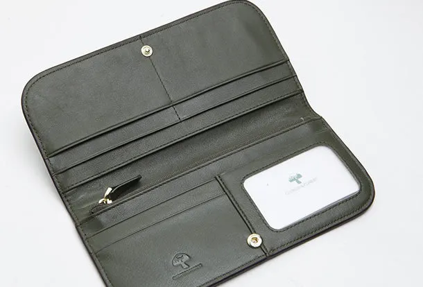 Genuine Leather Cute Long Slim Wallet Clutch Passport Wallet Purse For Women Girl