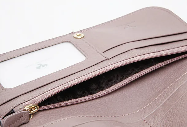 Genuine Leather Cute Long Slim Wallet Clutch Passport Wallet Purse For Women Girl