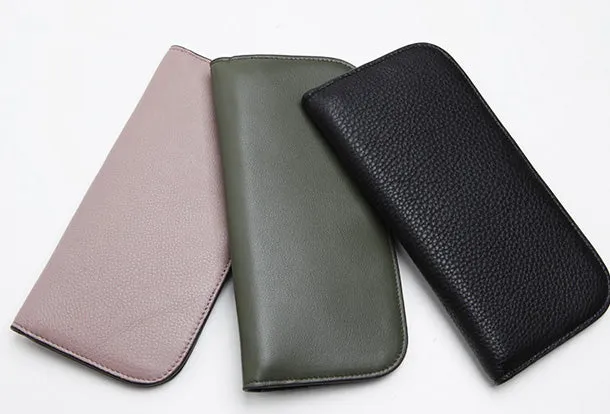 Genuine Leather Cute Long Slim Wallet Clutch Passport Wallet Purse For Women Girl
