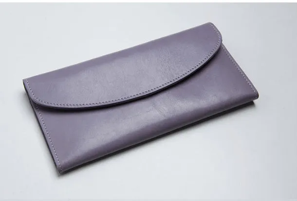 Genuine Leather Cute Long Slim Wallet Trifold Clutch Passport Wallet Purse For Women Girl