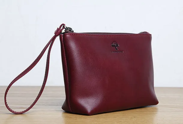 Genuine Leather Long Wallet Zipper Clutch Wallet Coin Change Makeup Wallet Purse For Women