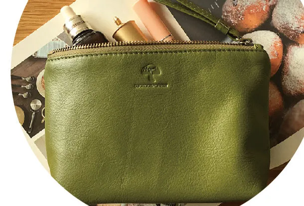 Genuine Leather Long Wallet Zipper Clutch Wallet Coin Change Makeup Wallet Purse For Women