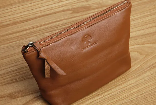 Genuine Leather Long Wallet Zipper Clutch Wallet Coin Change Makeup Wallet Purse For Women
