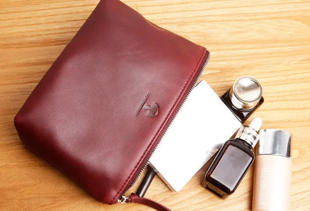 Genuine Leather Long Wallet Zipper Clutch Wallet Coin Change Makeup Wallet Purse For Women