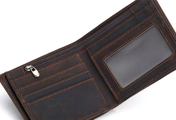 Genuine Leather Mens Wallet Cool billfold Slim Bifold Wallet Card Wallet Purse for Mens