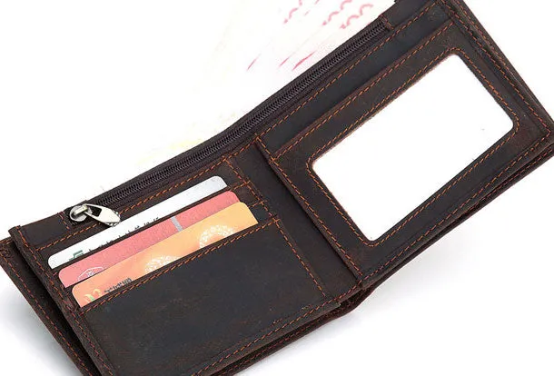 Genuine Leather Mens Wallet Cool billfold Slim Bifold Wallet Card Wallet Purse for Mens