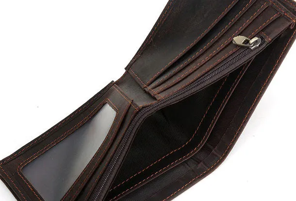 Genuine Leather Mens Wallet Cool billfold Slim Bifold Wallet Card Wallet Purse for Mens