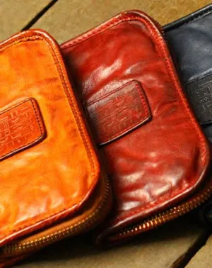 Genuine Leather Wallet Bifold Handmade Zip Long Wallet Purse Clutch For Mens