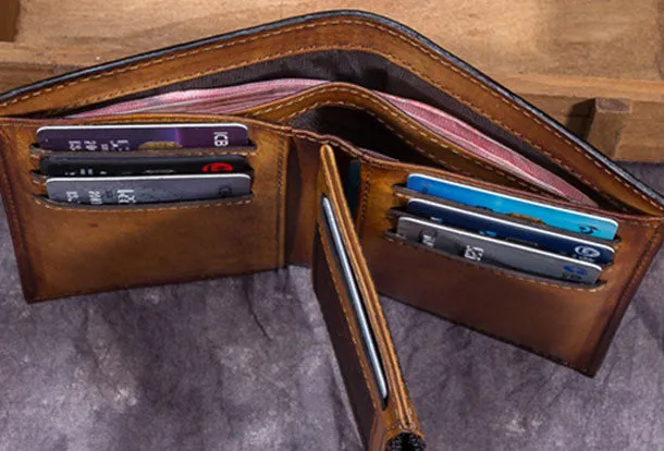 Genuine Leather Wallet Bifold Slim Wallet billfold Wallet Purse For Men Women