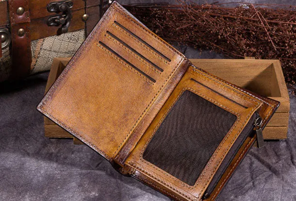 Genuine Leather Wallet Bifold Slim Wallet billfold Wallet Purse For Men Women