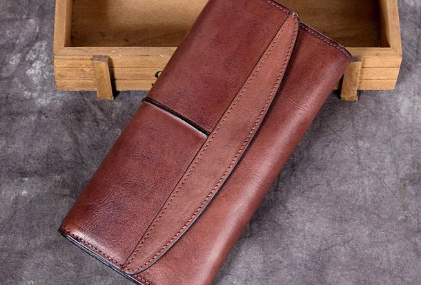 Genuine Leather Wallet Cards Wallet Long Wallet Trifold Wallet Purse For Men Women