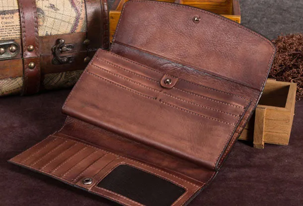 Genuine Leather Wallet Cards Wallet Long Wallet Trifold Wallet Purse For Men Women