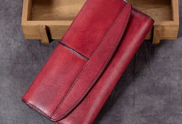Genuine Leather Wallet Cards Wallet Long Wallet Trifold Wallet Purse For Men Women
