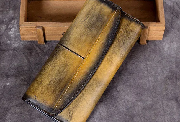 Genuine Leather Wallet Cards Wallet Long Wallet Trifold Wallet Purse For Men Women