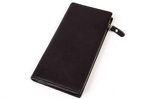 Genuine Leather Wallet Clutch Zip Cards Wallet Long Wallet Befold Wallet For Men Women