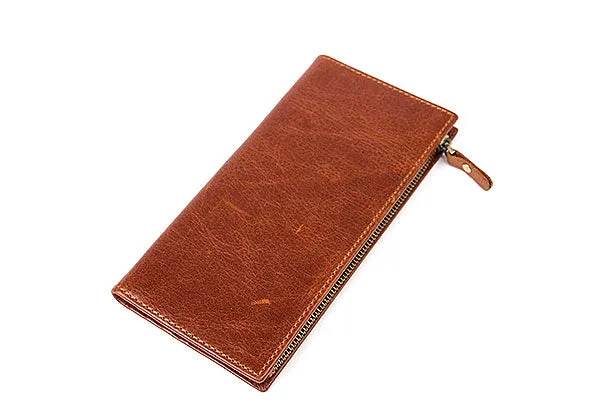 Genuine Leather Wallet Clutch Zip Cards Wallet Long Wallet Befold Wallet For Men Women