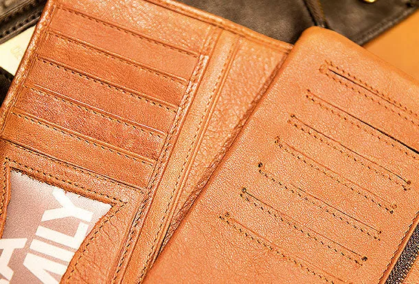 Genuine Leather Wallet Clutch Zip Cards Wallet Long Wallet Befold Wallet For Men Women