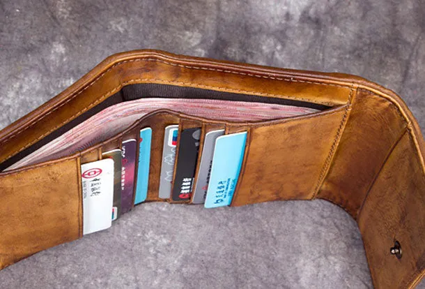 Genuine Leather Wallet Folded billfold Wallet Vintage Bowknot Wallet Purse Cute Gift For Women