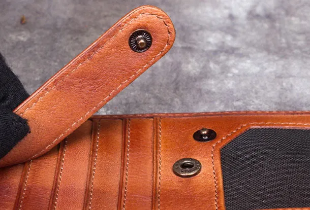 Genuine Leather Wallet Folded Long Wallet Vintage Tooling Wallet Purse For Men Women