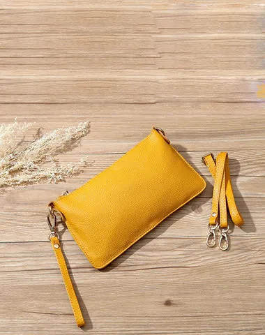 Gray Leather Wristlet Wallet Womens Small Minimalist Shoulder Purse Zip Crossbody Purse Slim Shoulder Bag for Women