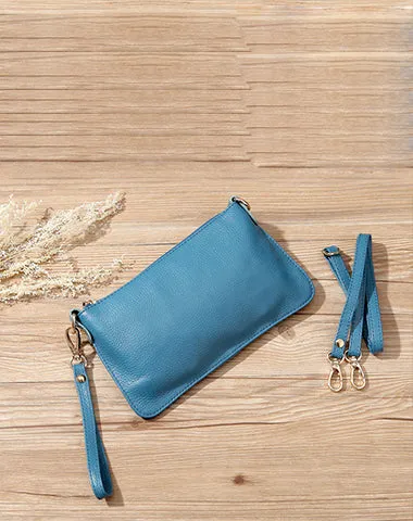 Gray Leather Wristlet Wallet Womens Small Minimalist Shoulder Purse Zip Crossbody Purse Slim Shoulder Bag for Women