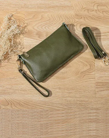 Gray Leather Wristlet Wallet Womens Small Minimalist Shoulder Purse Zip Crossbody Purse Slim Shoulder Bag for Women