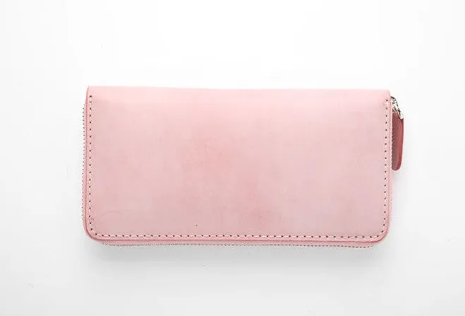 Gray Pink Womens Leather Zipper Long Wallet Phone Long Clutch Wallet for Women