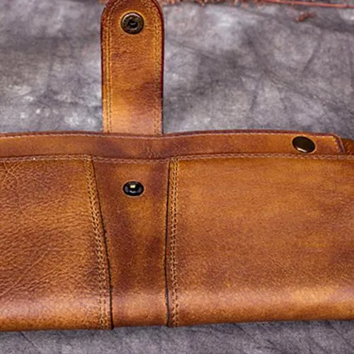 Grey Vintage Mens Leather Bifold Long Wallet Brown Phone Clutch Purse for Men