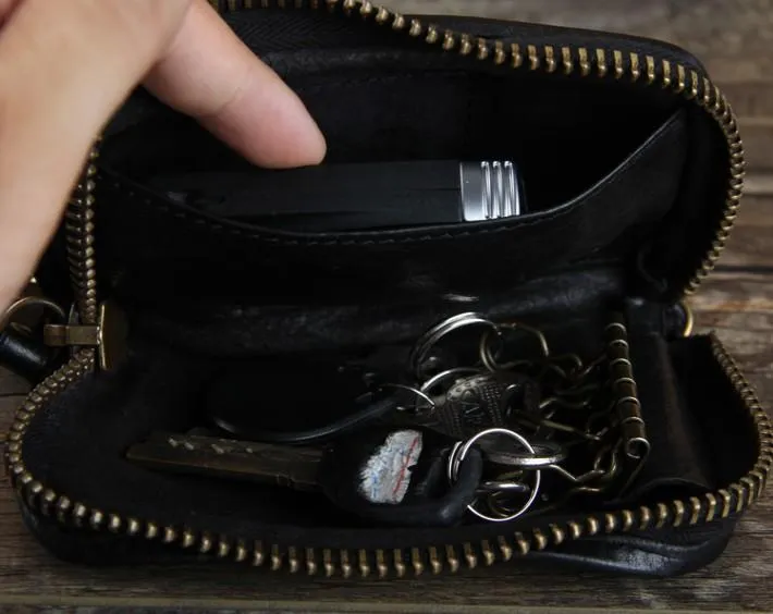 Handamde Genuine Leather Mens Cool Key Wallet Car Key Holder Car Key Case for Men