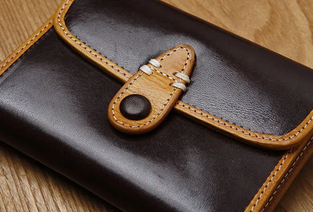 Handamde Leather Cute billfold Long Slim Wallet Bifold Clutch Cards Wallet Purse For Women Girl