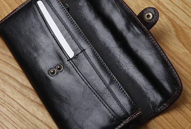 Handamde Leather Cute billfold Long Slim Wallet Bifold Clutch Cards Wallet Purse For Women Girl