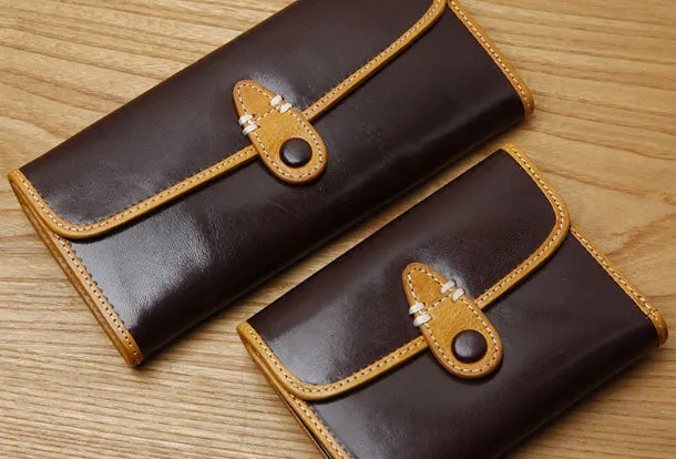 Handamde Leather Cute billfold Long Slim Wallet Bifold Clutch Cards Wallet Purse For Women Girl