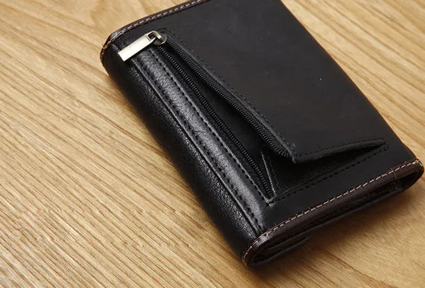 Handamde Leather Cute billfold Long Slim Wallet Bifold Clutch Cards Wallet Purse For Women Girl