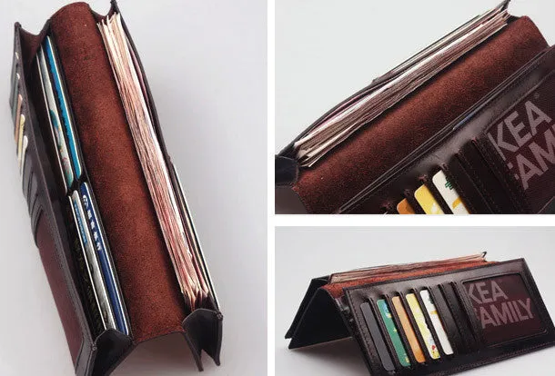 Handcraft vintage distress floral leather hand dyed long wallet for women girl lady