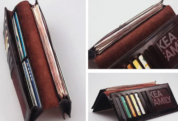 Handcraft vintage distress floral leather hand dyed long wallet for women