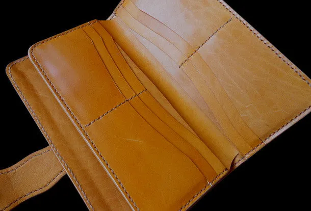 Handcraft vintage hand painting Irises flower leather long wallet for women