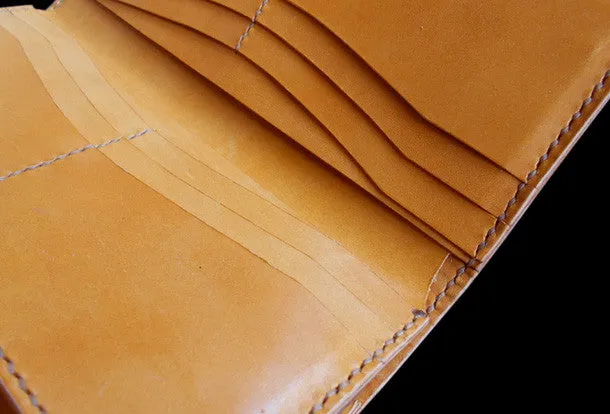 Handcraft vintage hand painting lotus flower leather long wallet for women