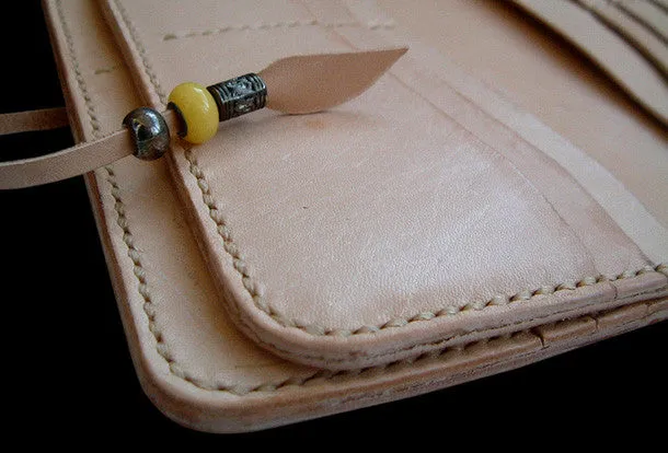 Handcraft vintage hand painting peach blossom leather long wallet for women