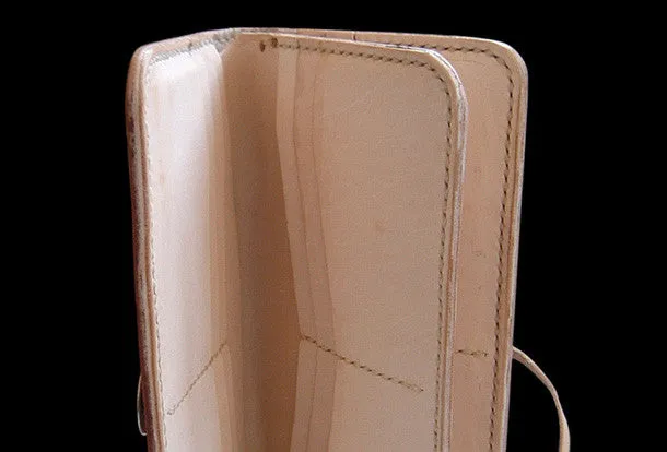Handcraft vintage hand painting peach blossom leather long wallet for women