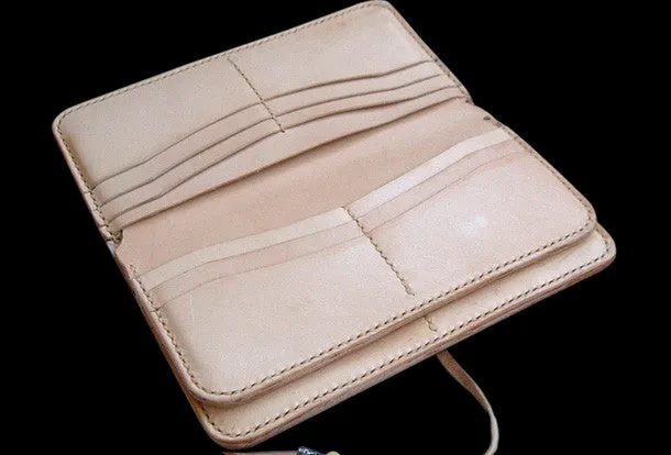 Handcraft vintage hand painting peach blossom leather long wallet for women