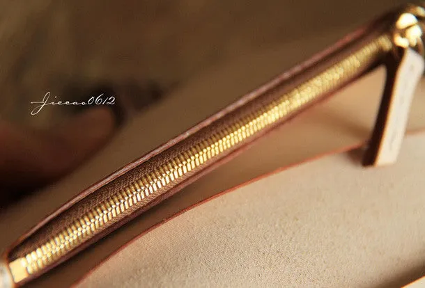 Handmade beige leather biker wallet chain bifold long wallet purse clutch for men
