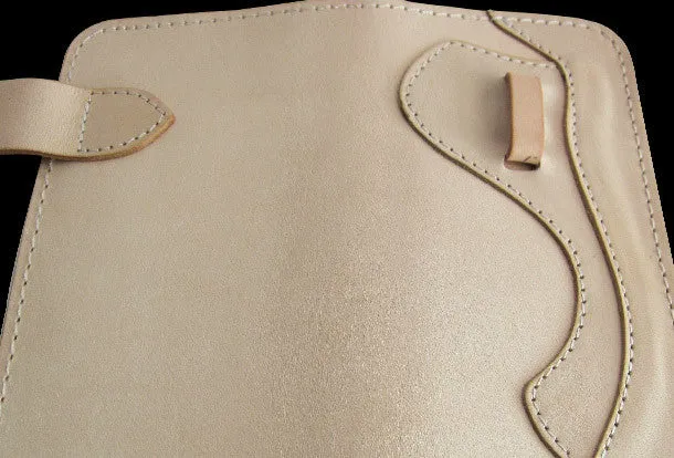 Handmade beige men leather biker wallet multi cards Long wallet clutch for men