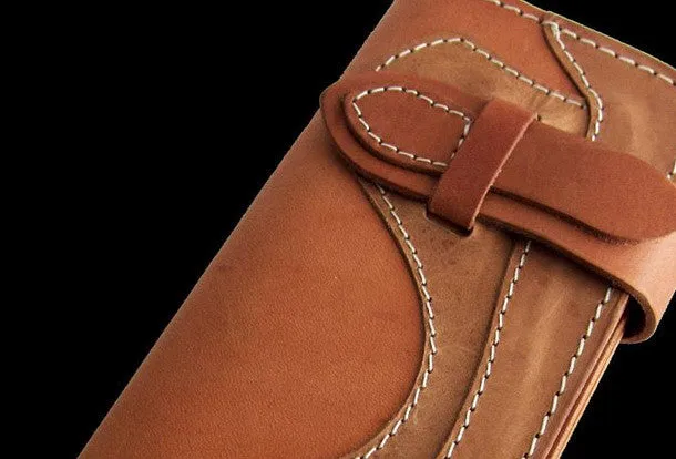 Handmade beige men leather biker wallet multi cards Long wallet clutch for men