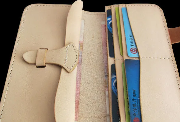 Handmade beige men leather biker wallet multi cards Long wallet clutch for men
