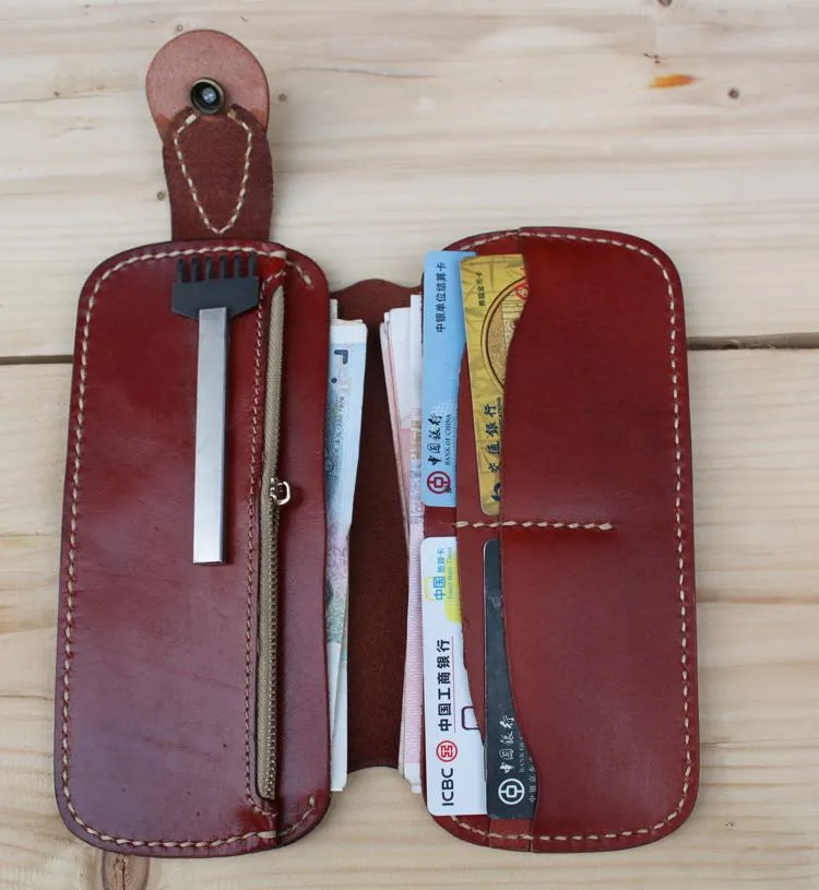 Handmade Biker Leather Chain Wallet Cool Bifold Long biker Wallet for Men