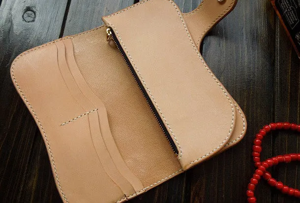 Handmade biker wallet carved bifold leather trucker wallet long floral wallet for men