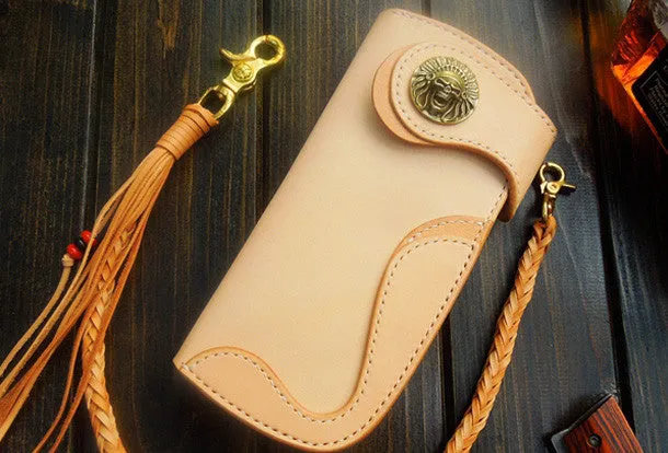 Handmade biker wallet chain leather bifold trucker wallet Long wallet purse for men