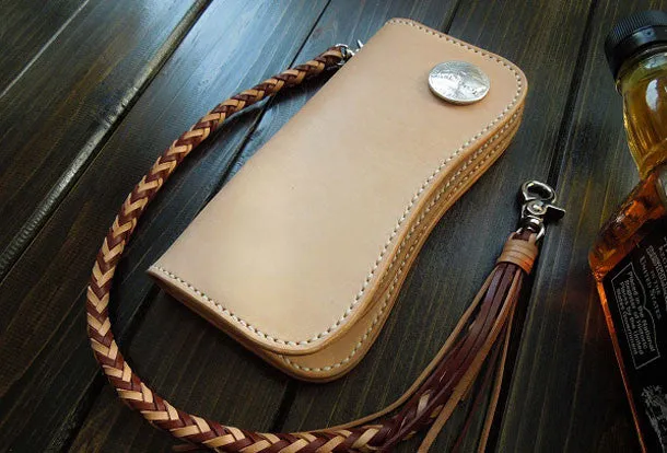 Handmade biker wallet chain leather bifold trucker wallet Long wallet purse for men