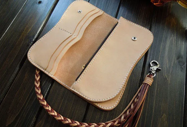 Handmade biker wallet chain leather bifold trucker wallet Long wallet purse for men